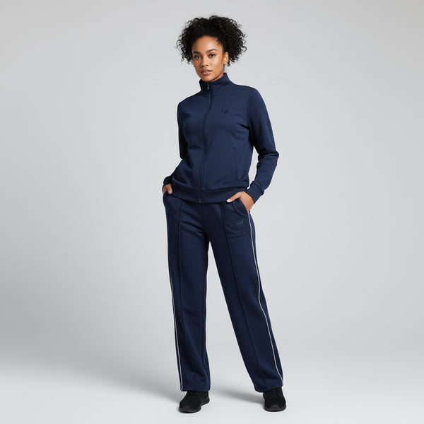 NexWear Premium Navy Fleece Tracksuit for Her (Zip-Up)