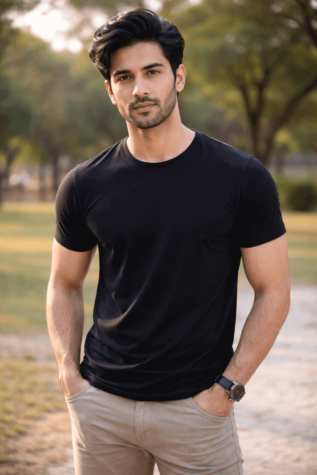 Men’s Premium Essential Crewneck Tee – Midnight Black - NextWear.pk