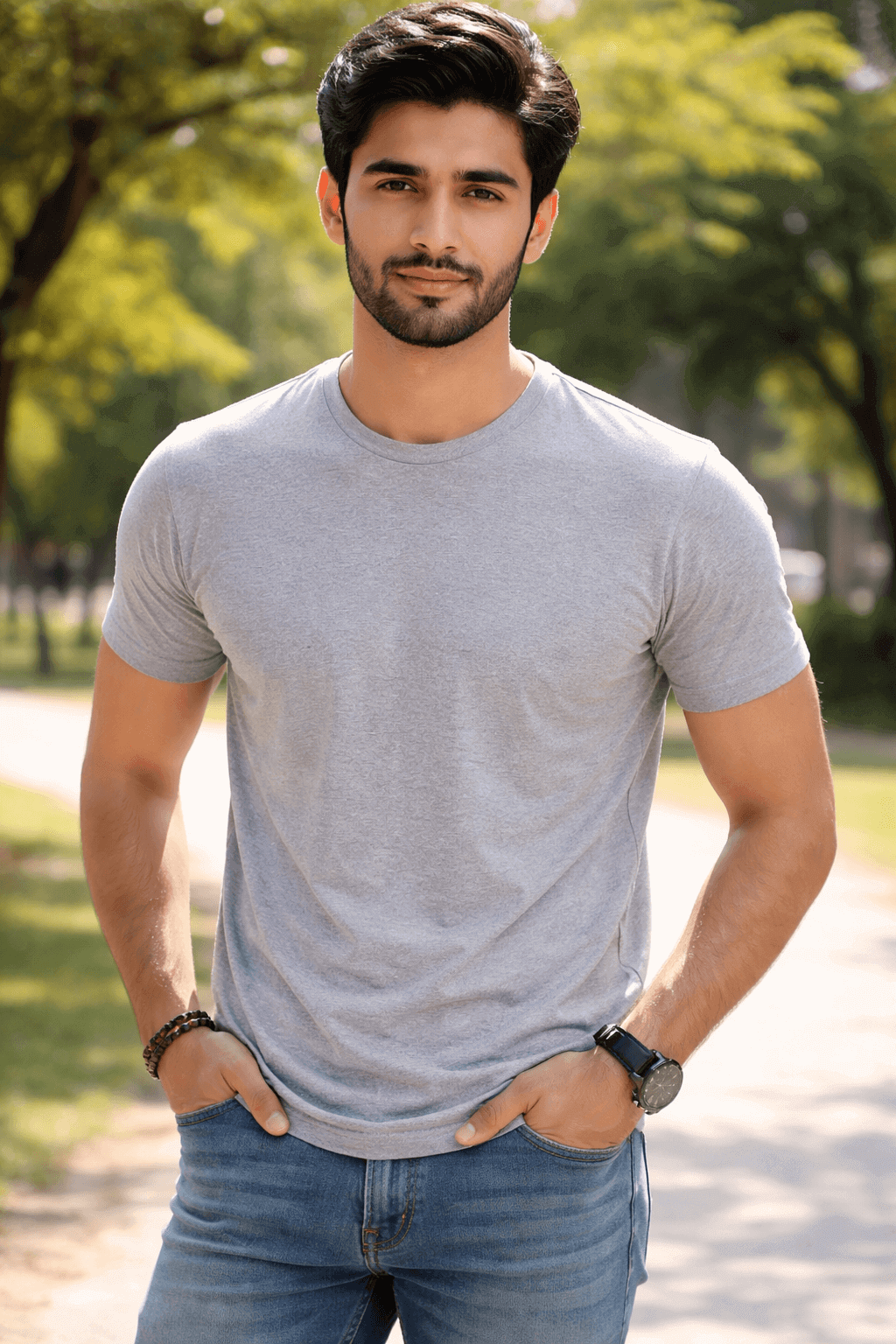 Men’s Signature Soft - Touch Tee – Heather Grey - NextWear.pk