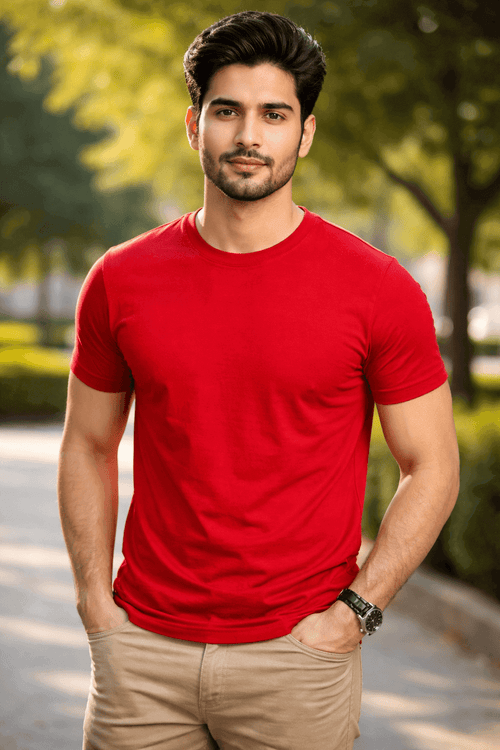 Men's Bold Statement Tee – Crimson Red - NextWear.pk