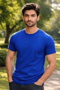 Men's Premium Essential Crew Neck T-Shirt – Cobalt Blue – Athletic Fit - NextWear.pk