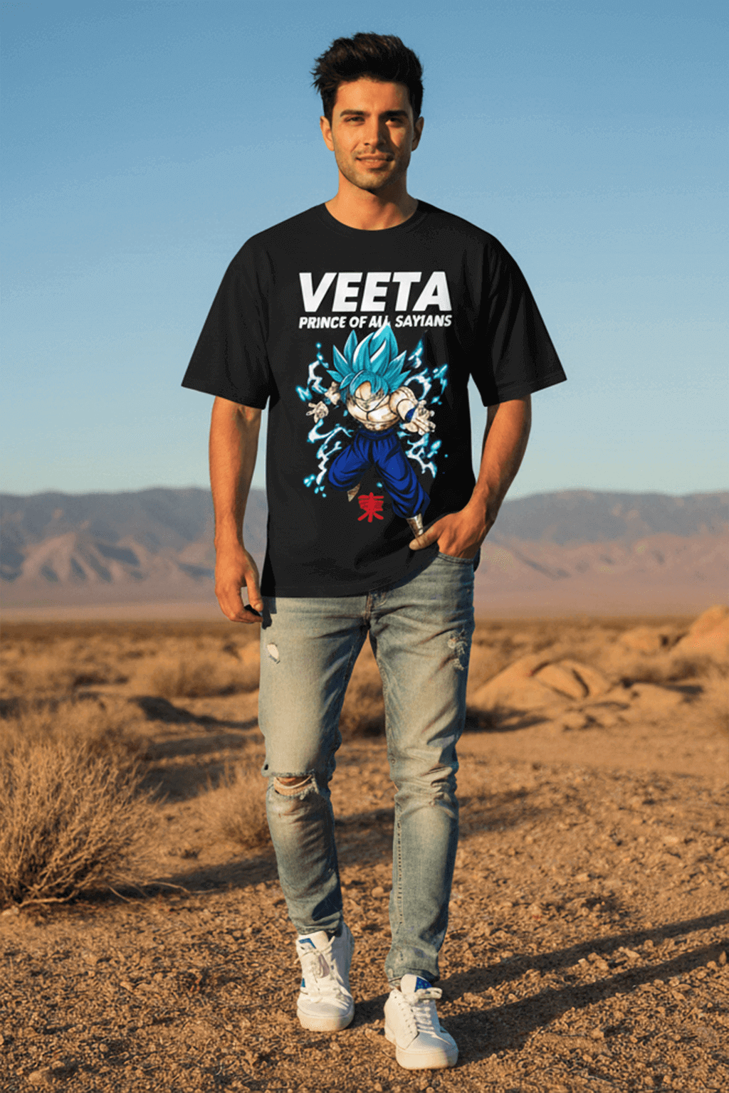 Men’s "VEETA" Blue Evolve Graphic Tee Oversized - NextWear.pk